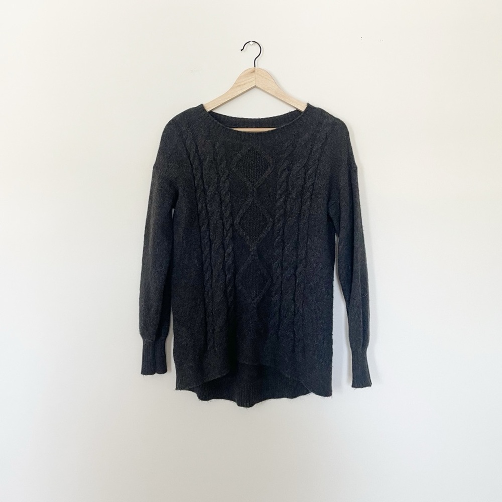 Loft Charcoal Gray Cable Knit Sweater